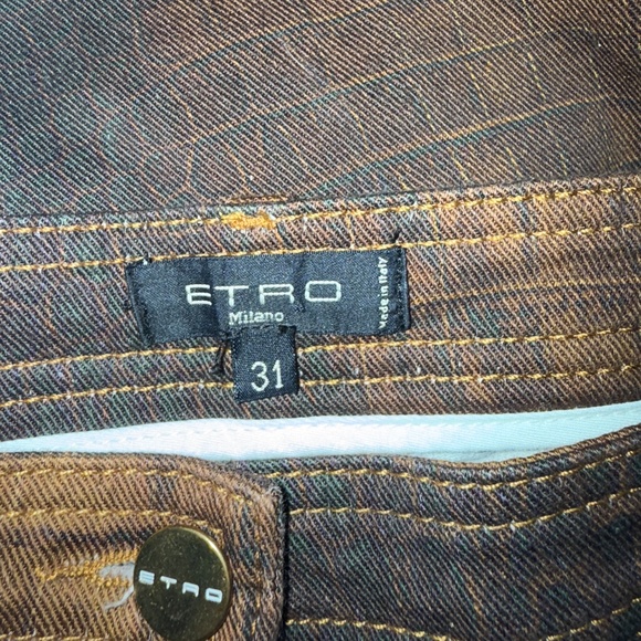 Etro Milano Brown Reptile Print Skinny Jeans Size 31 - Picture 3 of 6